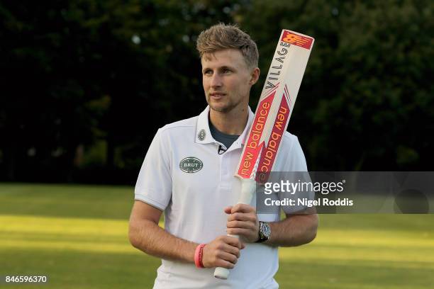 England cricketer Joe Root poses for pictures during the Brut T20 Cricket match betweenTeam Jimmy and Team Joe at Worksop College on September 13,...