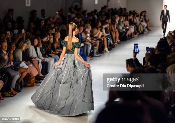 Models walk the runway at the Zang Toi fashion show during New York Fashion Week: The Shows at Gallery 3, Skylight Clarkson Sq on September 13, 2017...