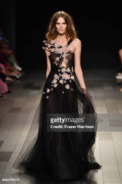 Model walks the runway at the Marchesa fashion show during New York Fashion Week: The Shows at Gallery 1, Skylight Clarkson Sq on September 13, 2017...