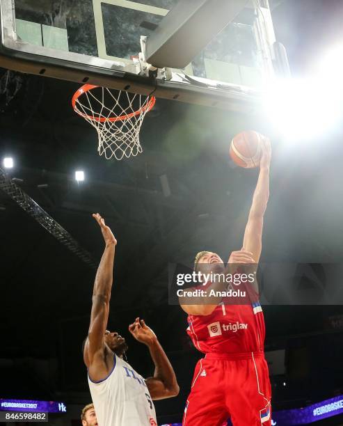 Paul Biligha of Italy in action against Bogdan Bogdanovic of Serbia during the FIBA Eurobasket 2017 quarter final basketball match between Italy and...