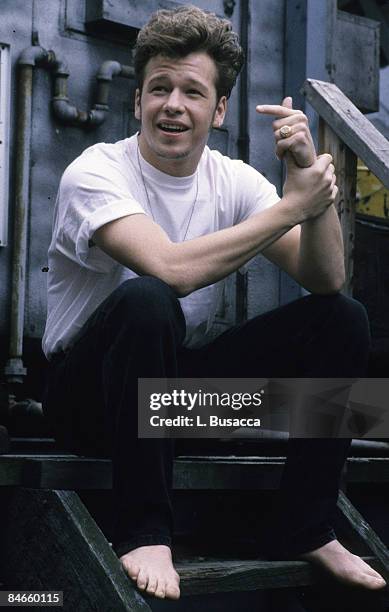 American vocalist Donnie Wahlberg, of the group New Kids on the Block, poses for photographs, circa 1989.