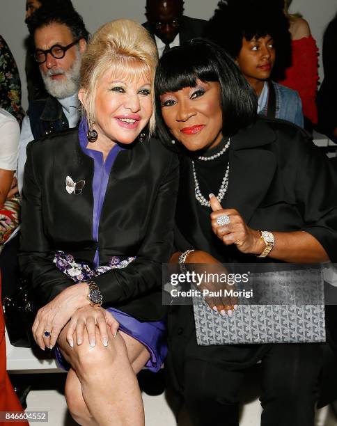 Ivana Trump and singer Patti LaBelle attend the Zang Toi fashion show during New York Fashion Week: The Shows at Gallery 3, Skylight Clarkson Sq on...