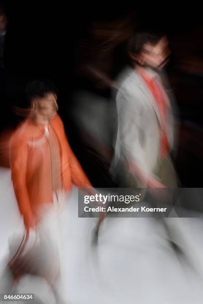 Models walk the runway at the Giovane Gentile show during Mercedes-Benz Istanbul Fashion Week September 2017 at Zorlu Center on September 13, 2017 in...