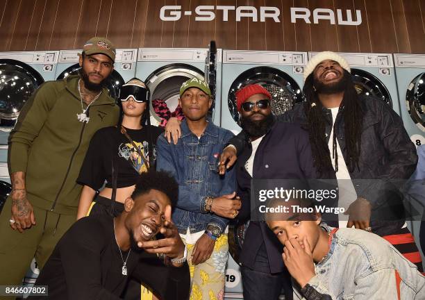 Dave East, India Graham, Desiigner, Pharrell Williams, Tariq Luqmaan Trotter, Jaden Smith, and D.R.A.M. Attend the Pharrell Williams And G-Star RAW...