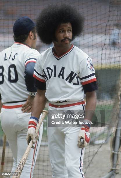 Cleveland Indians Oscar Gamble before game vs Oakland Athletics. Cleveland, OH 7/18/1974 Credit: Walter Iooss Jr.