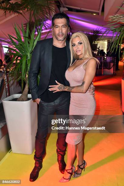 Aurelio Savina and his girlfriend Lisa during the '3. Pixx Lounge 2017 in Munich' at H'ugo's on September 13, 2017 in Munich, Germany.