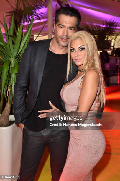 Aurelio Savina and his girlfriend Lisa during the '3. Pixx Lounge 2017 in Munich' at H'ugo's on September 13, 2017 in Munich, Germany.