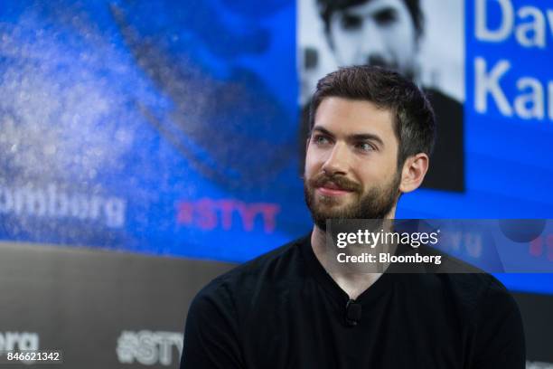 David Karp, founder and chief executive officer of Tumblr Inc., smiles during a Bloomberg Technology event in New York, U.S., on Wednesday, Sept. 13,...