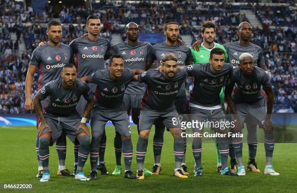 Besiktas players pose for a team photo before the start of the UEFA Champions League match between FC Porto and Besiktas JK at Estadio do Dragao on...