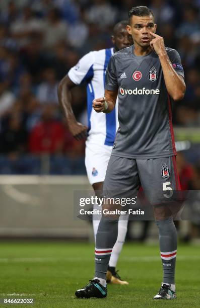 Besiktas defender Pepe from Portugal during the UEFA Champions League match between FC Porto and Besiktas JK at Estadio do Dragao on September 13,...