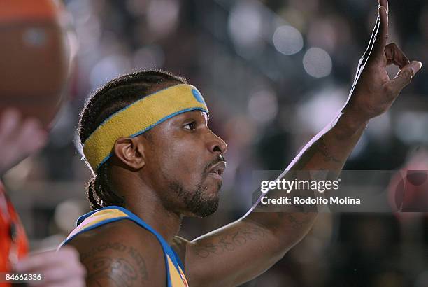 Dee Brown of Maccabi Electra is shown in action during the Euroleague Basketball Last 16 Game 2 match between Regal FC Barcelona v Maccabi Electra...