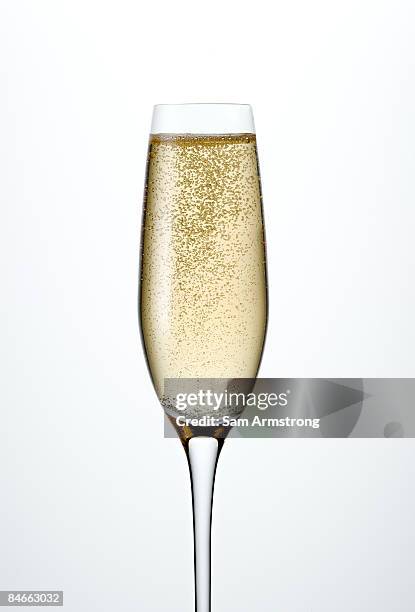 champagne in champagne flute. - champagne stockfoto's en -beelden