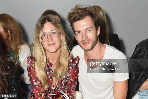 Jacqueline Mikuta and Klemens White attend the Marcel Ostertag fashion show during New York Fashion Week: The Shows at Gallery 3, Skylight Clarkson...