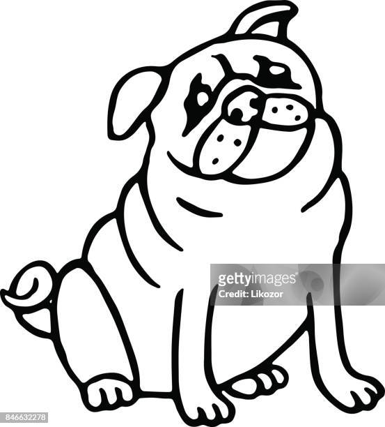 Pug Cute Contorno Aislados Ilustración De Vector Perro De Dibujos Animados  Divertidos Ilustración de stock - Getty Images