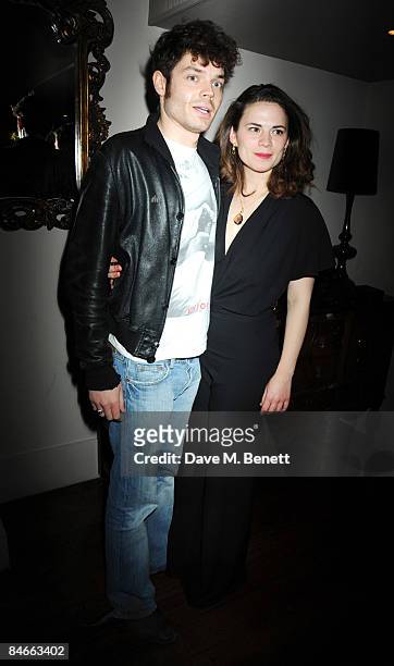 Gabriel Bisset-Smith and Hayley Atwell attend the afterparty following the press night of 'A View From The Bridge', at Ruby Blue on February 5, 2009...