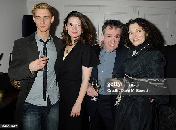 Harry Lloyd, Hayley Atwell, Ken Stott and Mary Elizabeth Mastrantonio attend the afterparty following the press night of 'A View From The Bridge', at...