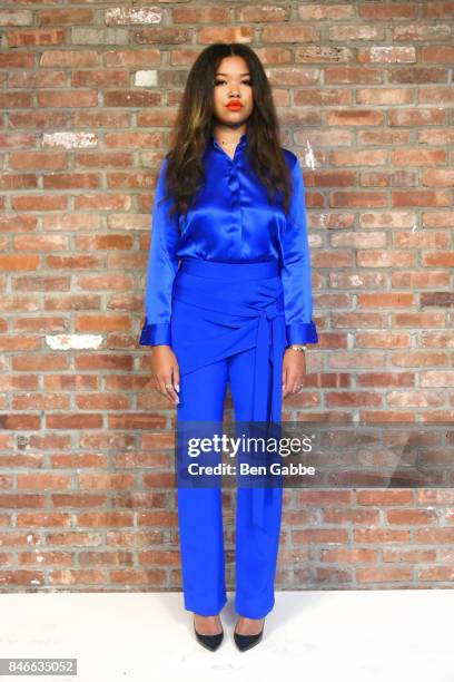 Ming Lee Simmons poses for the Kimora Lee Simmons Presentation during New York Fashion Week at The Bowery Hotel on September 13, 2017 in New York...