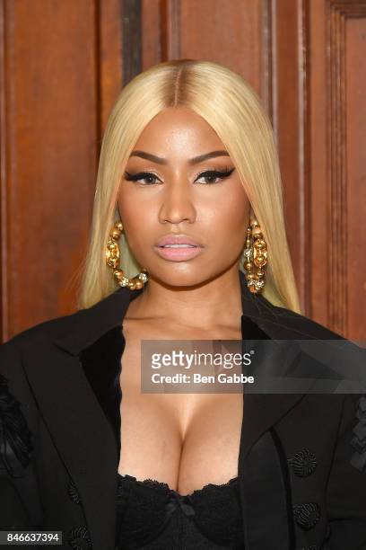 Rapper Nicki Minaj attends the Marc Jacobs Fashion Show during New York Fashion Week at Park Avenue Armory on September 13, 2017 in New York City.