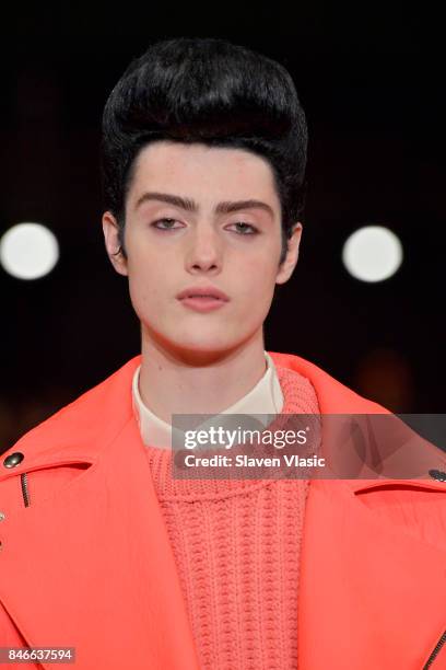 Casil McArthur walks the runway for Marc Jacobs SS18 fashion show during New York Fashion Week at Park Avenue Armory on September 13, 2017 in New...