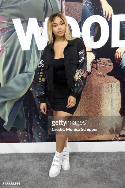 Model Jordyn Woods poses for a photo at the Jordyn Woods meet & greet at Addition Elle on September 13, 2017 in New York City.