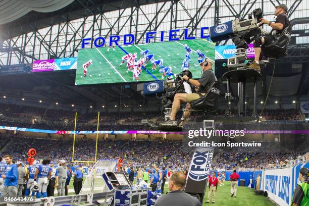 General view of the FOX Sports television camera crew in action during the game between the Arizona Cardinals and the Detroit Lions on September 10,...