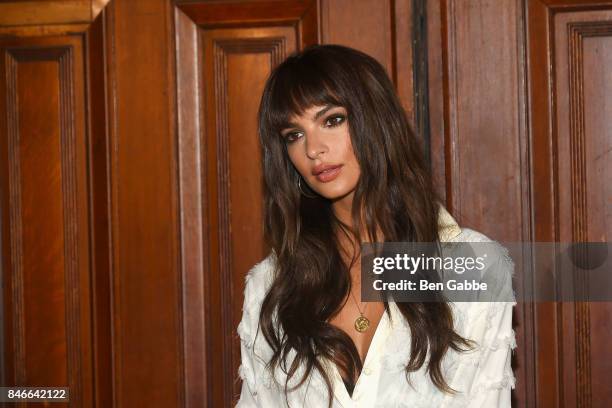 Actress Emily Ratajkowski attends the Marc Jacobs Fashion Show during New York Fashion Week at Park Avenue Armory on September 13, 2017 in New York...