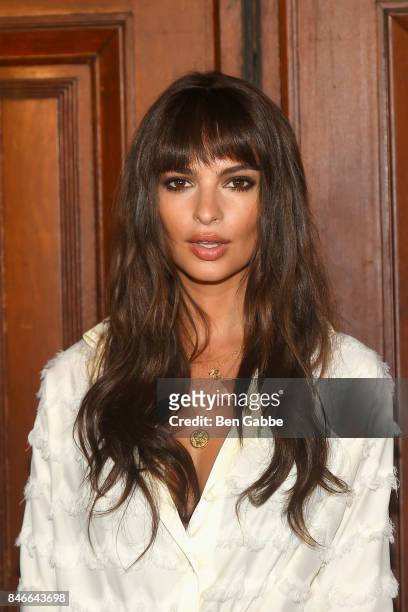 Actress Emily Ratajkowski attends the Marc Jacobs Fashion Show during New York Fashion Week at Park Avenue Armory on September 13, 2017 in New York...