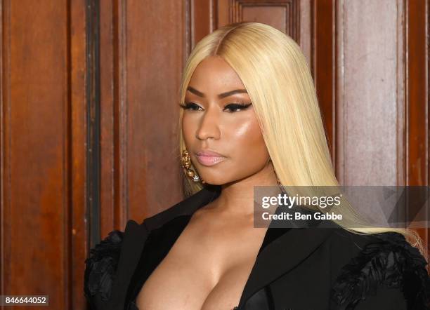Rapper Nicki Minaj attends the Marc Jacobs Fashion Show during New York Fashion Week at Park Avenue Armory on September 13, 2017 in New York City.