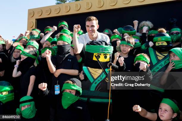 Actor Dave Franco attends the Green Ninja photo opp for Warner Bros. Pictures' "The LEGO Ninjago Movie"at LEGOLAND on September 13, 2017 in Carlsbad,...