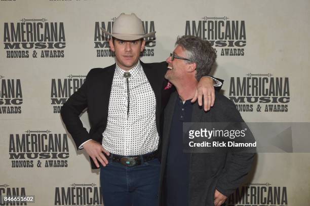 Sam Outlaw and Americana Music Association Executive Director Jed Hilly attend the 2017 Americana Music Association Honors & Awards on September 13,...