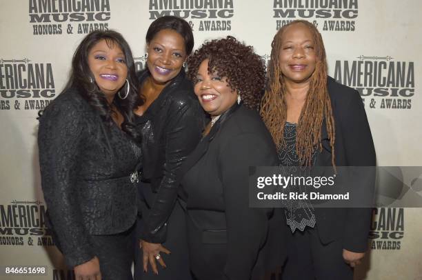 Regina, Alfreda, Ann and Deborah McCrary of The McCrary Sisters attend the 2017 Americana Music Association Honors & Awards on September 13, 2017 in...