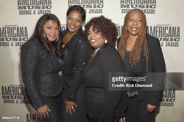 Regina, Alfreda, Ann and Deborah McCrary of The McCrary Sisters attend the 2017 Americana Music Association Honors & Awards on September 13, 2017 in...