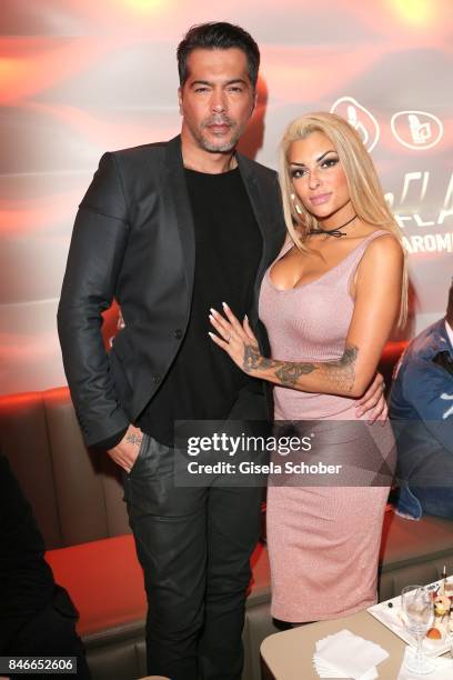 Aurelio Savina and his fiance Lisa Freidinger during the 3rd Pixx Lounge Party at H'ugo's on September 13, 2017 in Munich, Germany.