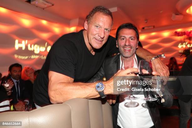 Ralf Moeller and Ugo Crocamo, host of H'Ugo's during the 3rd Pixx Lounge Party at H'ugo's on September 13, 2017 in Munich, Germany.