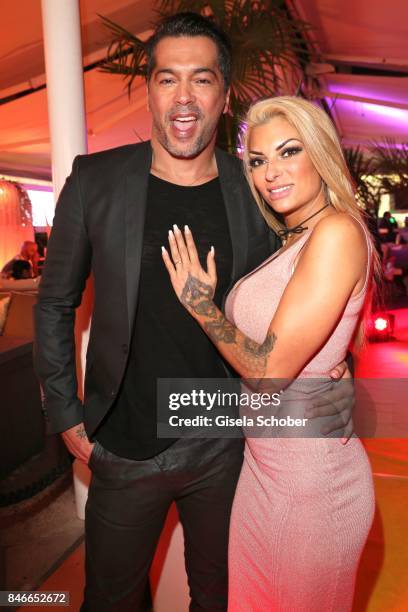 Aurelio Savina and his fiance Lisa Freidinger during the 3rd Pixx Lounge Party at H'ugo's on September 13, 2017 in Munich, Germany.