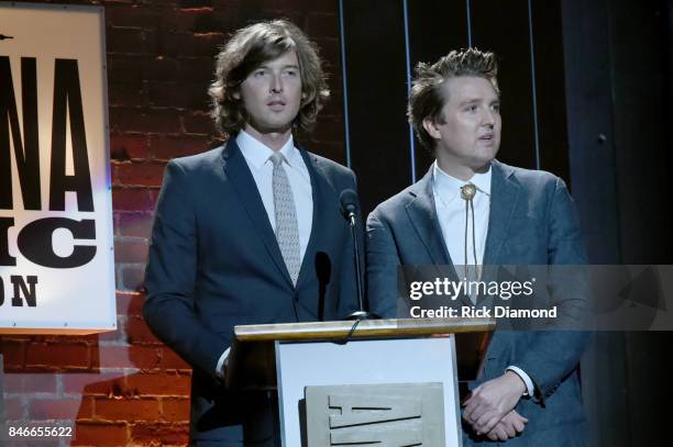 Joey Ryan and Kenneth Pattengale of The Milk Carton Kids speak onstage during the 2017 Americana Music Association Honors & Awards on September 13,...