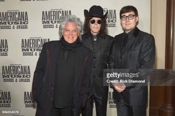 Marty Stuart, Kenny Vaughan, and Chris Scruggs attend the 2017 Americana Music Association Honors & Awards on September 13, 2017 in Nashville,...
