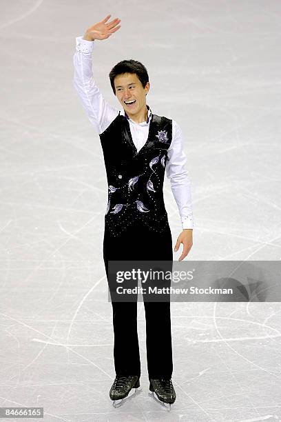 Patrick Chan finishes his routine in the Short Program during the ISU Four Continents Figure Skating Championships at Pacific Coliseum February 5,...