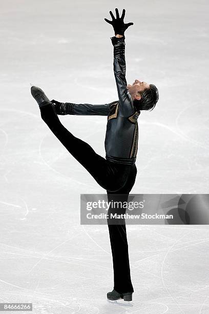 Evan Lysacek of the United States skates in the Short Program during the ISU Four Continents Figure Skating Championships at Pacific Coliseum...