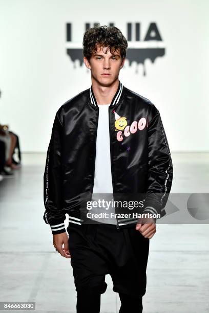Model walks the runway at the Jia Liu fashion show during New York Fashion Week: The Shows at Gallery 2, Skylight Clarkson Sq on September 13, 2017...