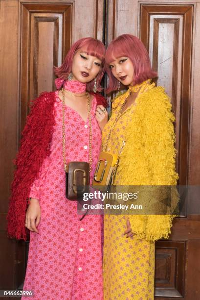 Ami Suzuki and Aya Suzuki attends Marc Jacobs Spring 2018 show red carpet at Park Avenue Armory on September 13, 2017 in New York City.