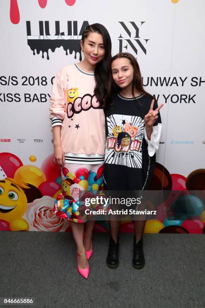 Designer Jia Liu and Sky Katz backstage for the Jia Liu fashion show during New York Fashion Week: The Shows at Gallery 2, Skylight Clarkson Sq on...