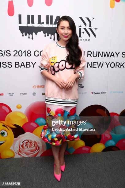 Designer Liu Jia prepares backstage for the Jia Liu fashion show during New York Fashion Week: The Shows at Gallery 2, Skylight Clarkson Sq on...