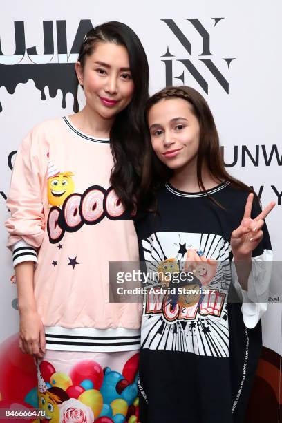 Designer Liu Jia and Sky Katz prepares backstage for the Jia Liu fashion show during New York Fashion Week: The Shows at Gallery 2, Skylight Clarkson...