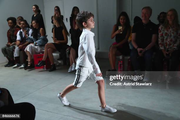 Models walk the runway during the Jia Liu fashion show during New York Fashion Week: The Shows at Gallery 2, Skylight Clarkson Sq on September 13,...