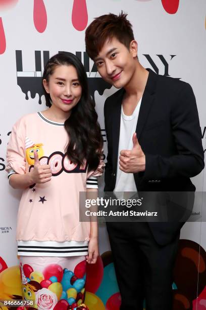 Designer Liu Jia and Mi Zhou pose backstage for the Jia Liu fashion show during New York Fashion Week: The Shows at Gallery 2, Skylight Clarkson Sq...