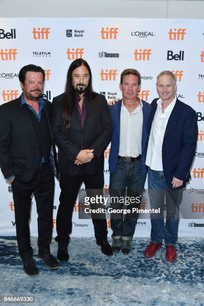 Paul Langlois, Rob Baker, Gord Sinclair, and Johnny Fay of The Tragically Hip attend the "Long Time Running" premiere during the 2017 Toronto...
