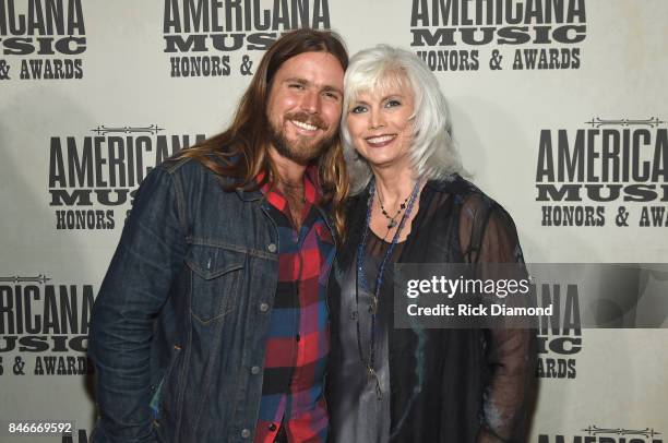 Lucas Nelson and Emmylou Harris attend the 2017 Americana Music Association Honors & Awards on September 13, 2017 in Nashville, Tennessee.