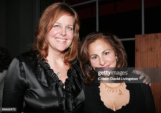 Writer Andrea Buchanan and actress Kathy Najimy attend a launch party for Buchanan's "NOTE to SELF" at Me&Ro on February 5, 2009 in Los Angeles,...