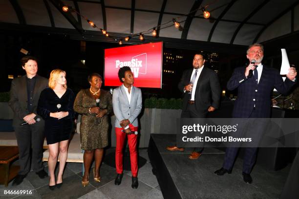 John Fugelsang, Elizabeth Wagmeister, Bevy Smith, Carlos Greer, Cris Abrego and Jesse Angelo attend the Page Six TV Launch Party on September 13,...